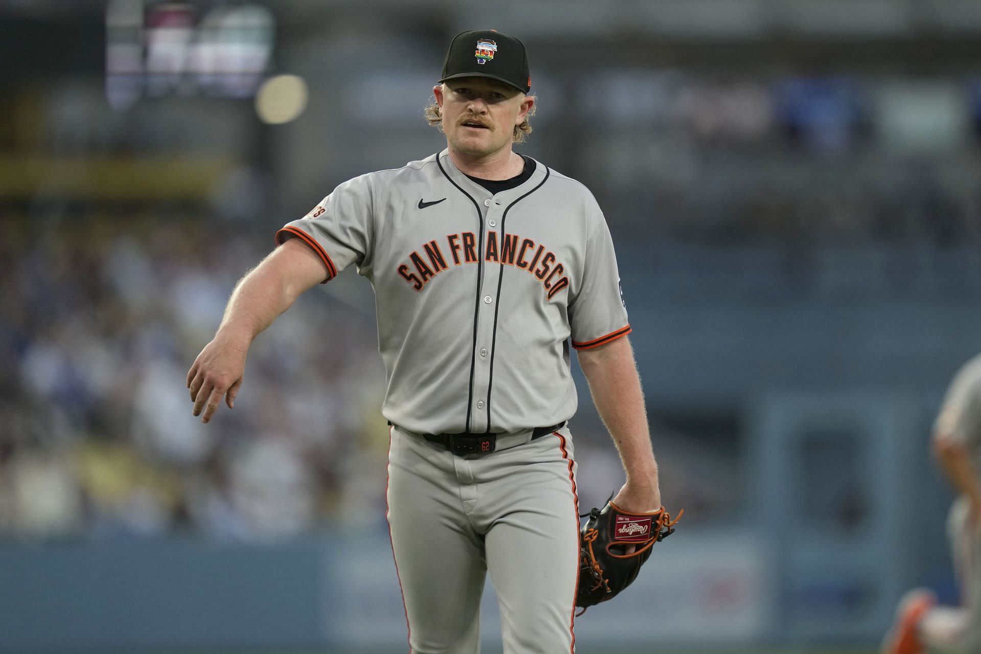 Logan Webb in action against the Los Angeles Dodgers - Source: Getty